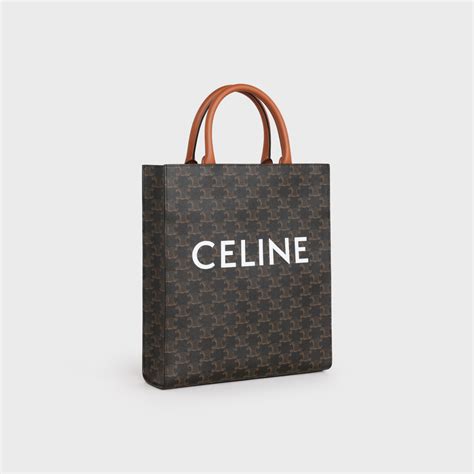 celine celine vertical calfskin and canvas tote bag|Small Cabas vertical in Triomphe Canvas and calfskin .